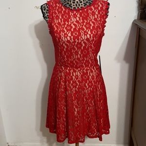 As U wish Red lacey A-line dress. Size M
